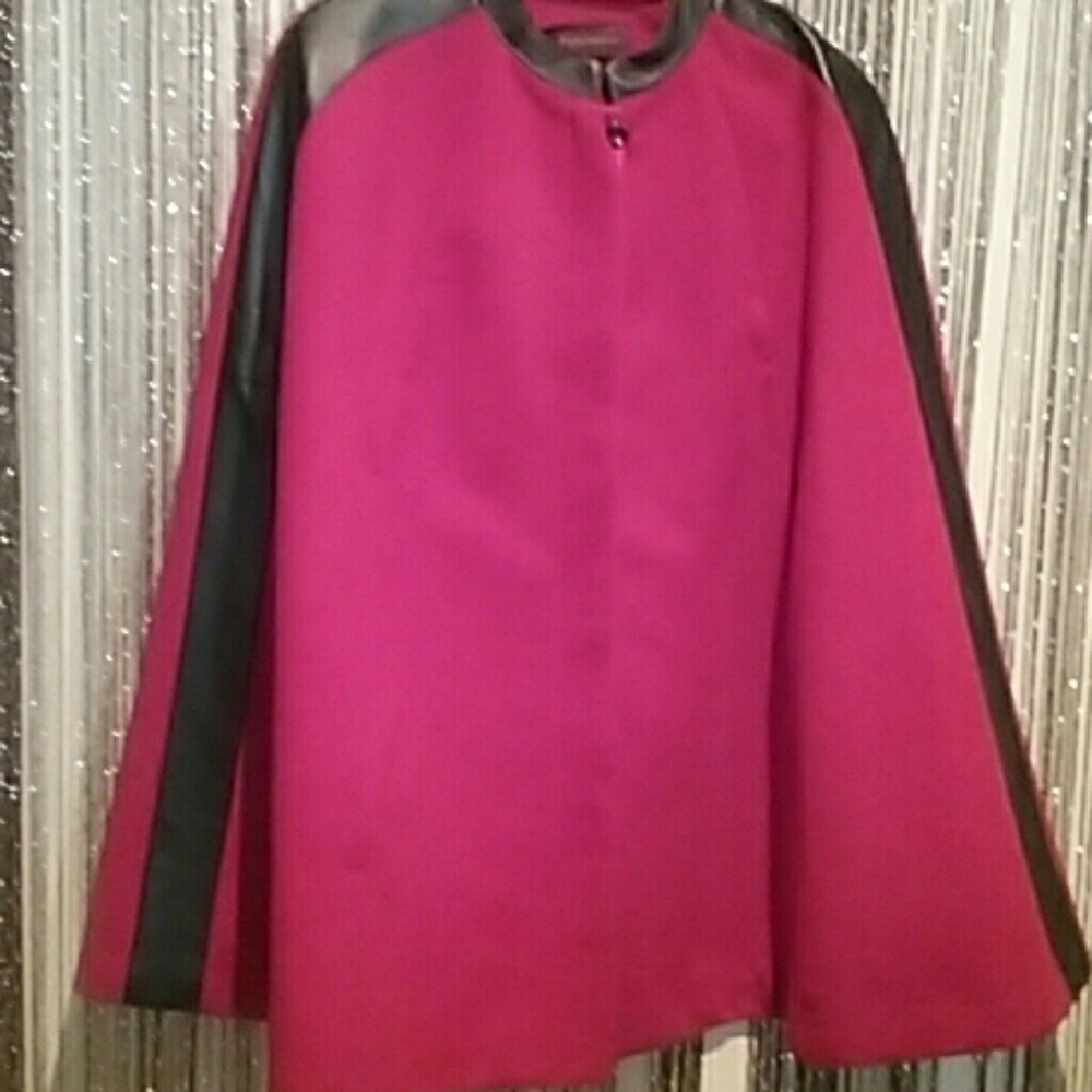 Bright red cape with leather trimming medium /larg